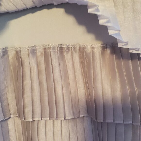 Calvin Klein Strapless Tiered Skirt Pleated Top Platinum Dress - Picture 4 of 6